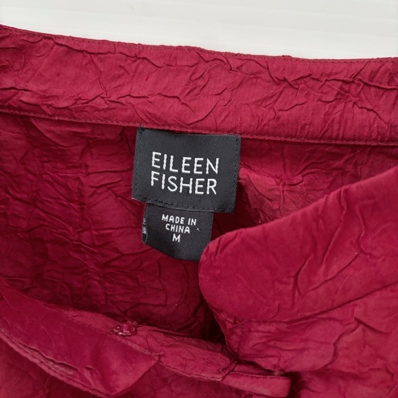 Eileen Fisher Jacket Crushed Dupioni Silk Red - Picture 5 of 7